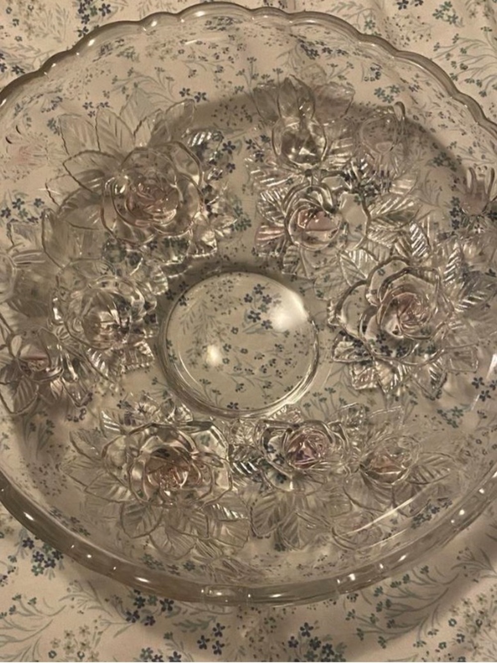 home beautiful big glass dish with pink roses